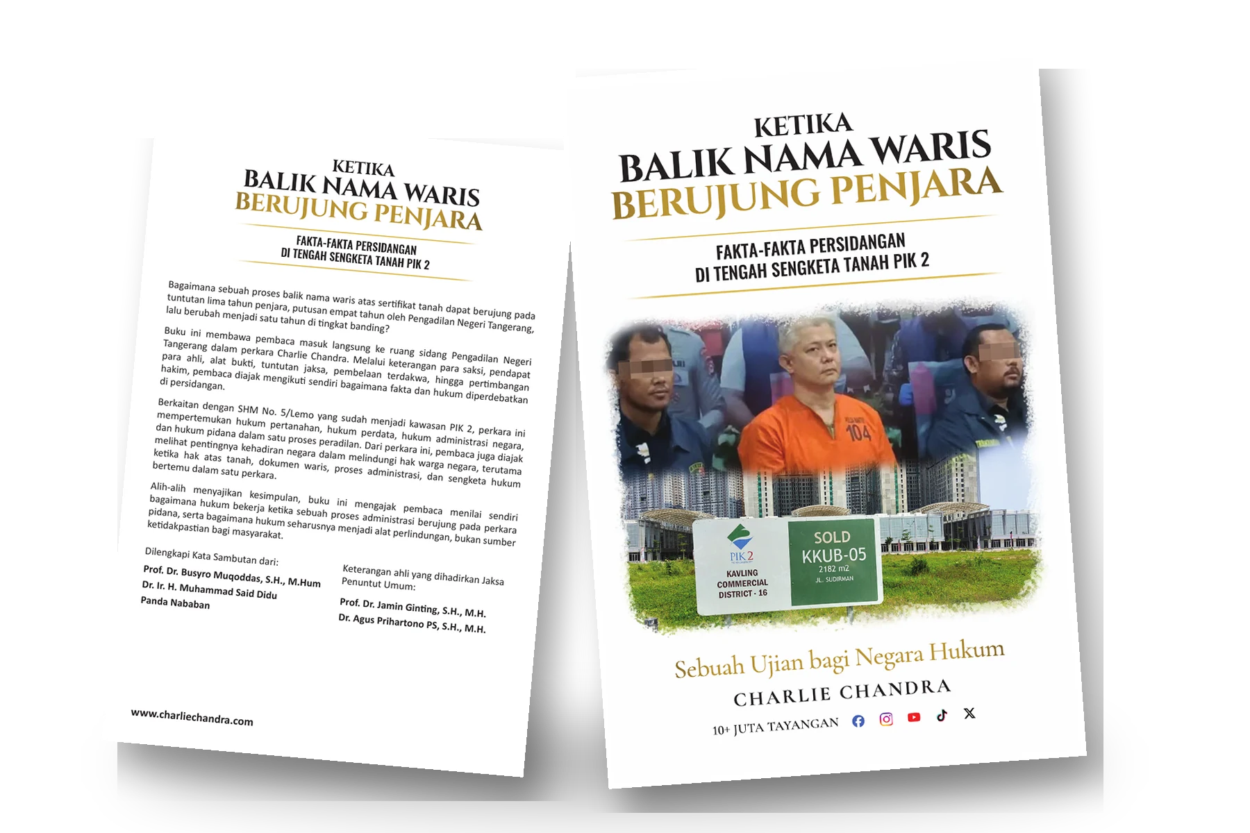 Front cover dan back cover buku Charlie Chandra Ketika Balik Nama Waris Berujung Penjara